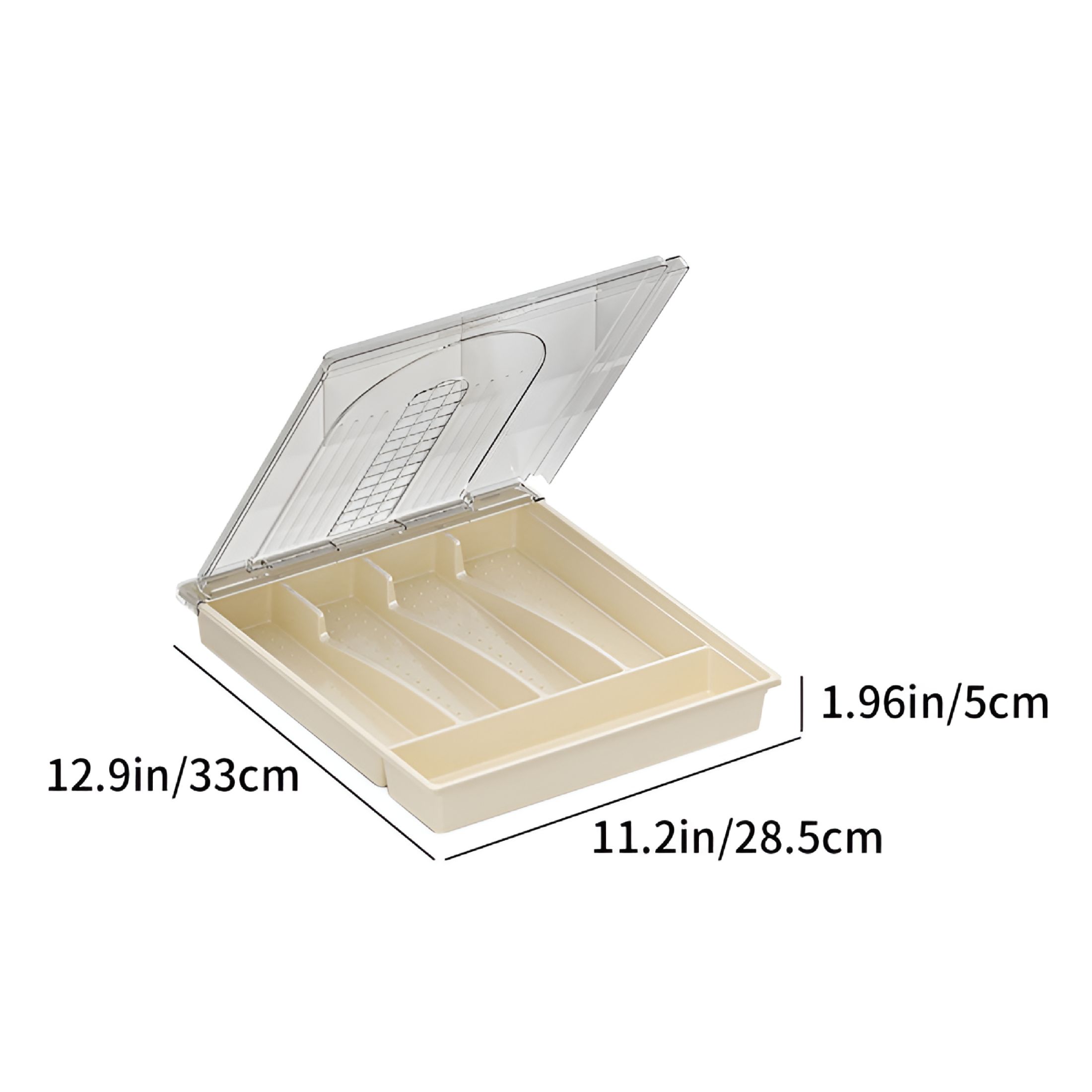 ACDANC 2026 New Silverware Tray with Lid,Utensil Drawer Organizer for Kitchen Countertop Plastic Flatware Organizers and Storage Holder 5 Compartments Kitchen Drawer Organizers for Utensils