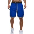 thumbnail image 2 of Domuza Mens Mesh Basketball Shorts Quick Dry Drawstring Elastic Waist Running Athletic Gym Workout Shorts with Pockets Royal Blue 2XL, 2 of 4