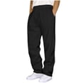 thumbnail image 2 of Tqyyweavej Sweatpants for Men Wide leg Open-bottom Pants with Pockets Active Tech Drawstring Joggers Pants for Men(S-3XL), 2 of 5