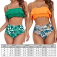 thumbnail image 2 of Soidarity Traje de baño dividido para mujer, traje de baño con volantes y tirantes Chinlon, ropa interior estampada para vacaciones, traje de playa, Deportes acuáticos Verde L Soidarity OD021142-03, 2 of 6