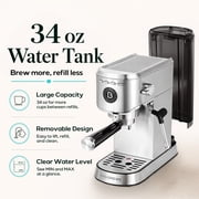 Casabrews 5418 Basic 20-Bar Espresso Machine with Steam Wand, Stainless Steel