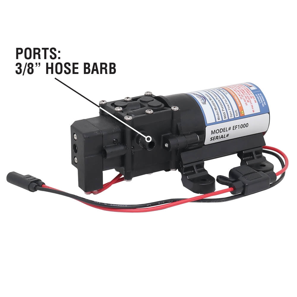 Everflo EF1000 12V Diaphragm Pump -1.0GPM, 40 PSI