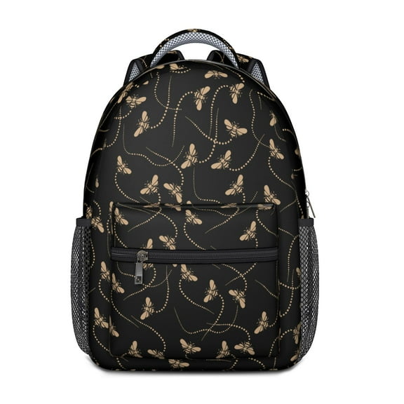 Bee Lovers Cute School Backpack – Honeycomb and Bumble Bee Print Pattern with Cartoon Yellow Hive Design