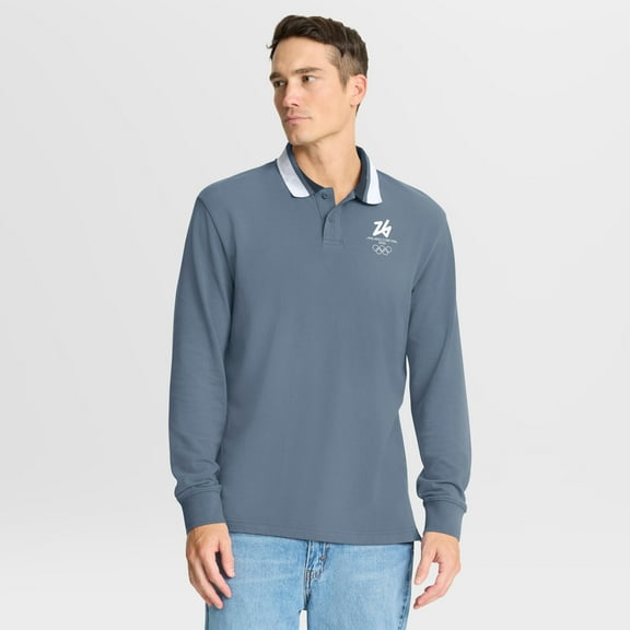 Men's Fanatics Blue Milano Cortina 2026 Winter Olympics Tipped Long Sleeve Polo