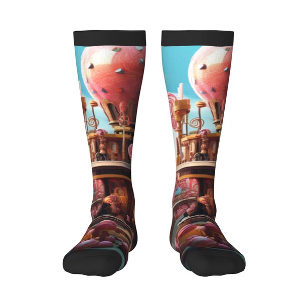 Balery fairy-tale-world-with-delicious-candy Calcetines novedosos Calcetines deportivos Calcetines hasta la rodilla Calcetines de algodón Calcetines originales y geniales