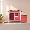 thumbnail image 3 of GOJOOASIS Outdoor Wooden Chicken Coop Hen House Poultry Cage Red with Tray, Ramp & Nesting Box,Red, 3 of 9