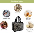 thumbnail image 5 of Bolsa de maquillaje portátil para mujer, bolsa de almacenamiento de cosméticos de gran capacidad con entramado de mil pájaros, 5 of 5