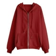 thumbnail image 4 of Wamejoo Womens Zip Up Hoodies 2025 Fall Winter Trendy Long Sleeve Hooded Sweatshirts Long Sleeve Comfy Casual Y2k Jacket (Red, XL), 4 of 4