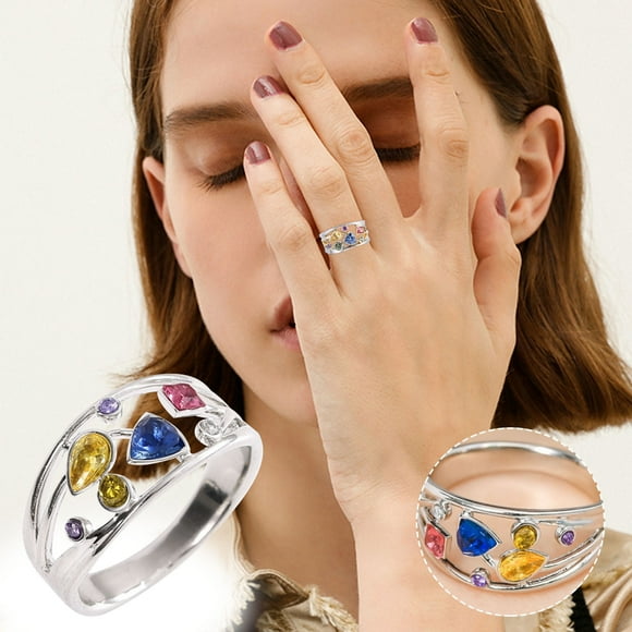 TIMIFIS Rings Knuckle Stacking Rings Inlaid Square Super Flash Gemstone Ring Classic Women's Gemstone Ring Rings for Women;Teen Girls;Man ummer