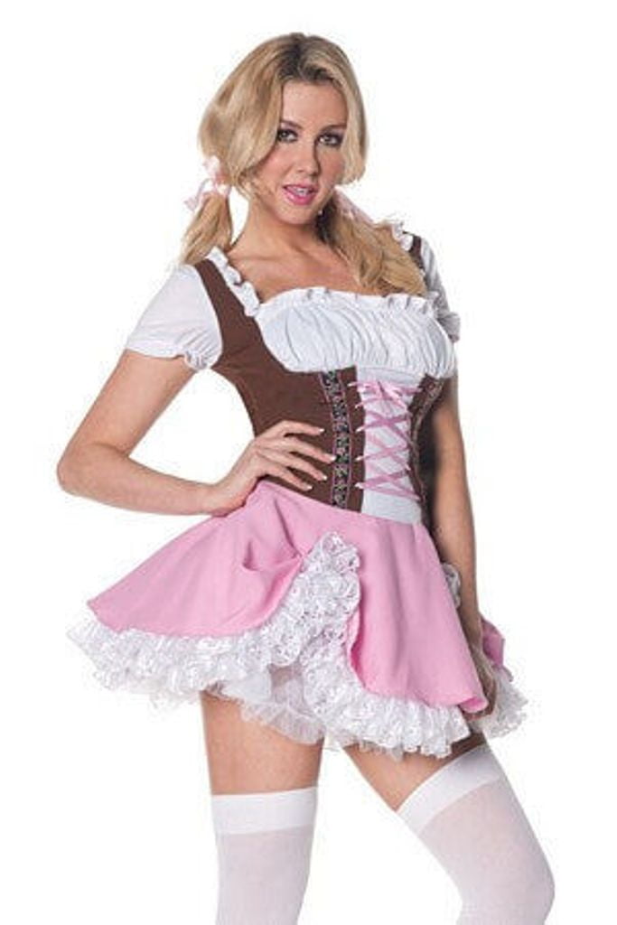 Heidi German Beer Maiden Oktoberfest Adult Women S Costume Pink And Brown