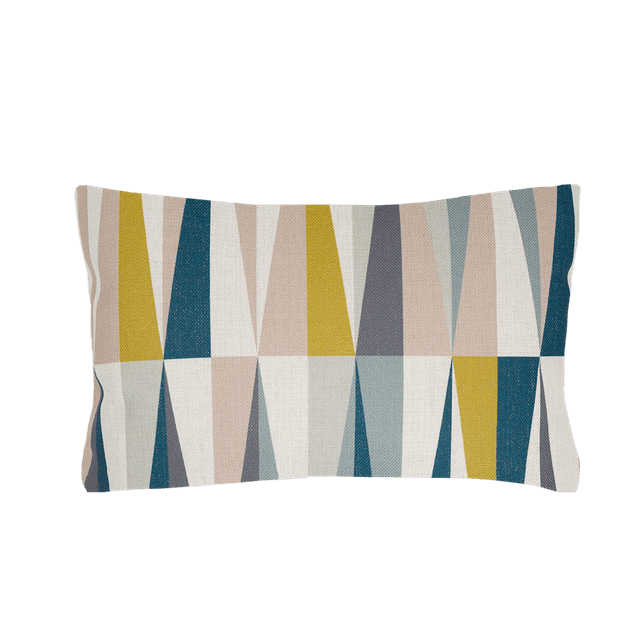 KOSSMAI Linen Vertical Geometric Lumbar Cushion Cover & Insert Throws Pillow for Home Deco 19.7" X 11.8"