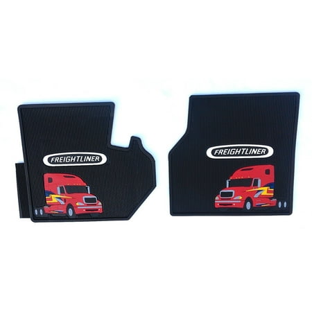 Freightliner Columbia Black All-Weather Rubber Floor Mats OEM with Truck Logo - Fits All Years