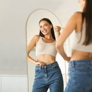 EDX Arched Full Length Mirror 59x16 Full Body Mirror Rectangle Free Standing Wall Mounted Leaning Hanging Floor Mirrors, Gold