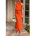 thumbnail image 4 of Vestido PRETTYGARDEN Satén Sin Mangas Cuello Simulado Naranja Talle S, 4 of 8