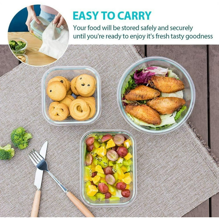 Bayco 8 Pack Glass Meal Prep Containers 3 Compartment, Glass Food Storage  Containers with Lids, Airtight Glass Lunch Bento Boxes, BPA-Free & Leak