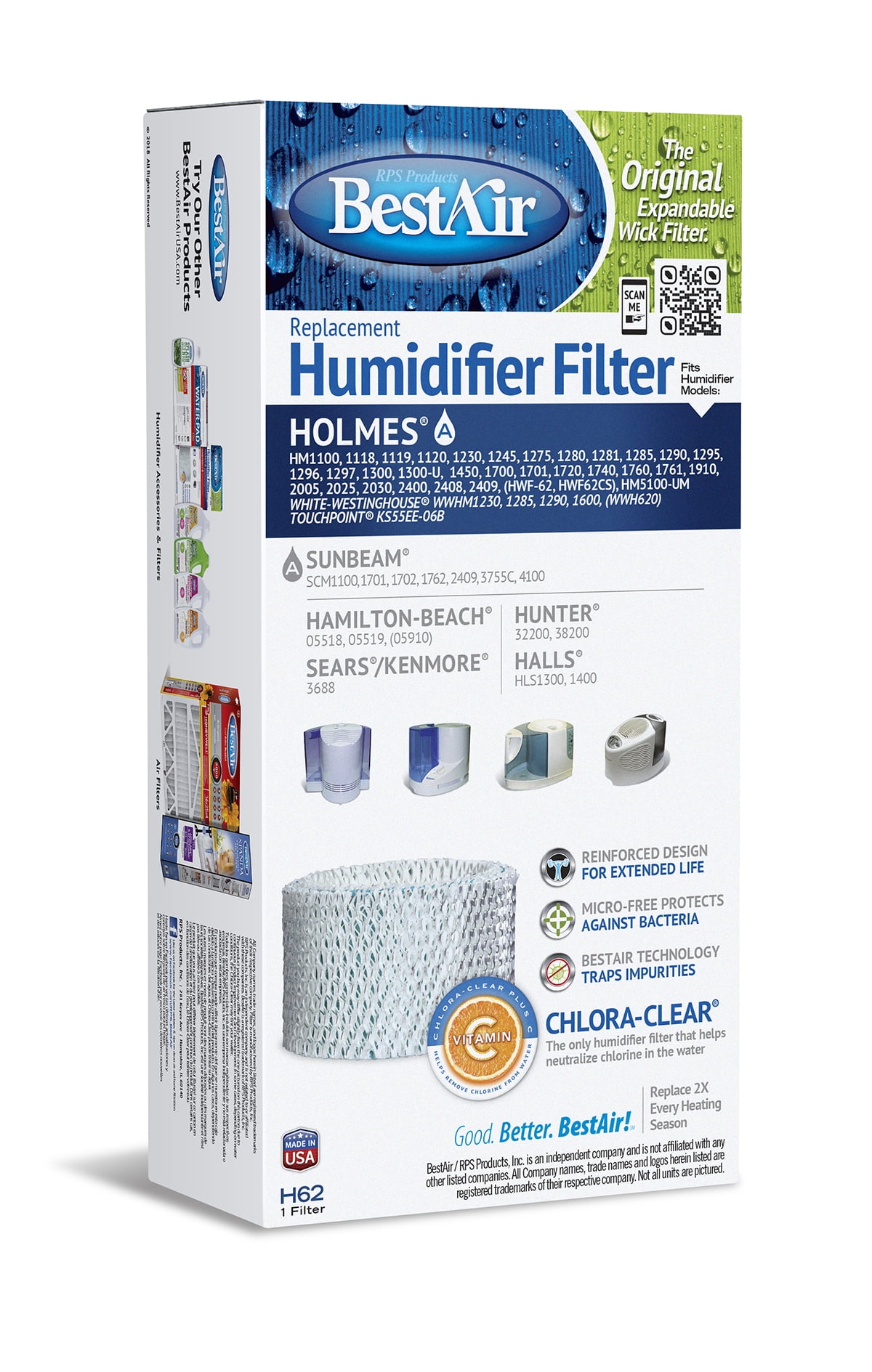 fits HUMIDIFIER MODELS B Rps Products.Best Air.Humidifier Filter SUNBEAM Fast 