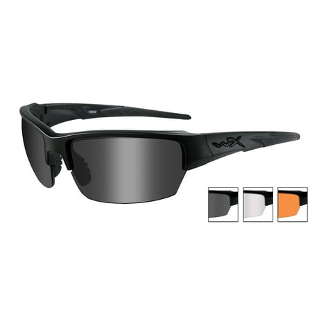 Wiley X WX Saint Sunglasses, Interchangeable Grey/Clear/Rust Lens / Matte Black Frame - CHSAI06