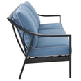 thumbnail image 4 of Benjara Noe 79 Inch Aluminum Patio Outdoor Sofa, Sloped Arms, Dark Black, Blue, 4 of 6
