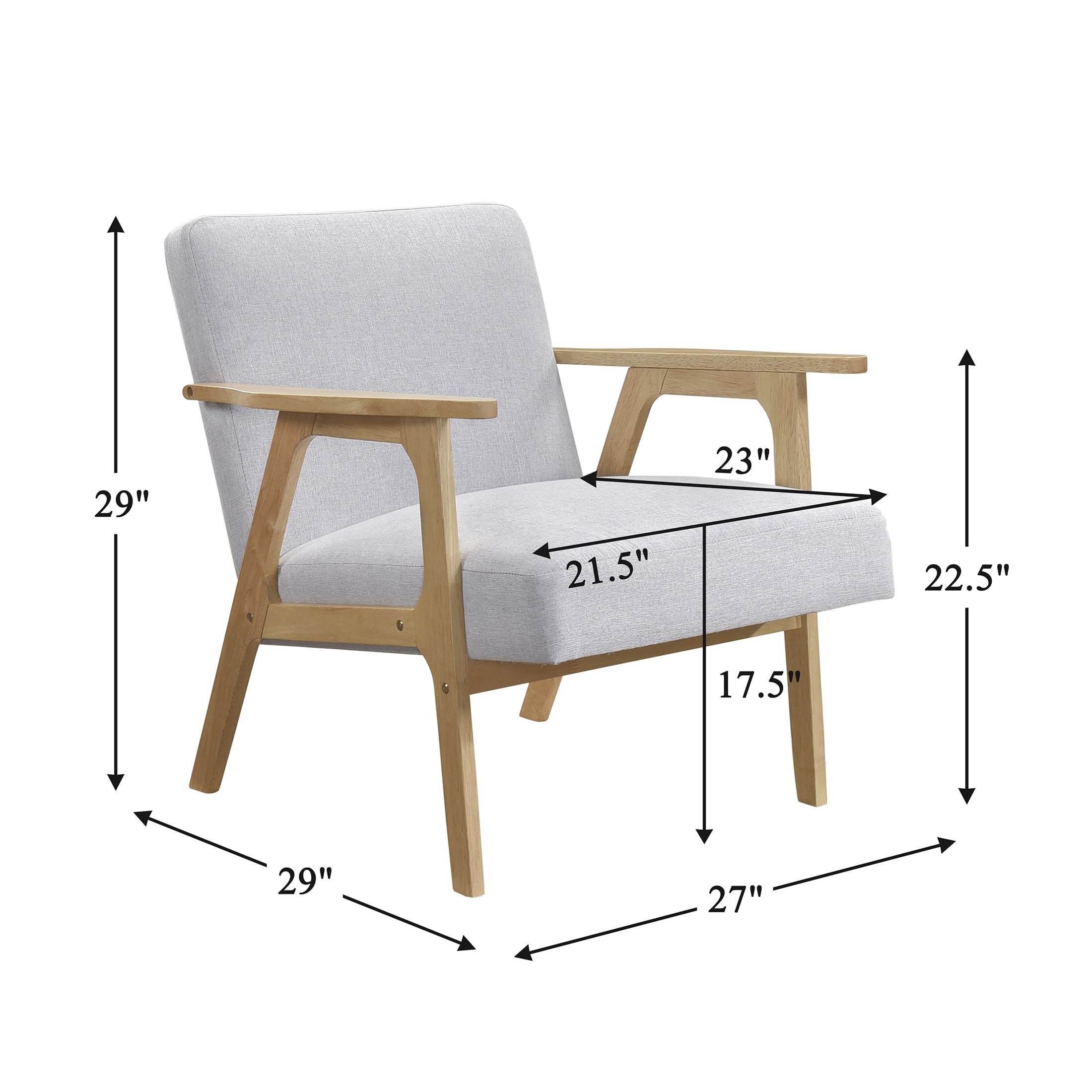 OakvillePark Harrowveil Textured Fabric Accent Chair, Gray/Natural Wood