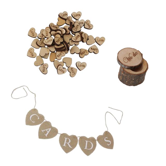 50 Piezas Adornos de de Corazones + 1 Pieza Caja de de + 1 Pieza Bandera de Arpillera Accesorio Colgante Gloria none