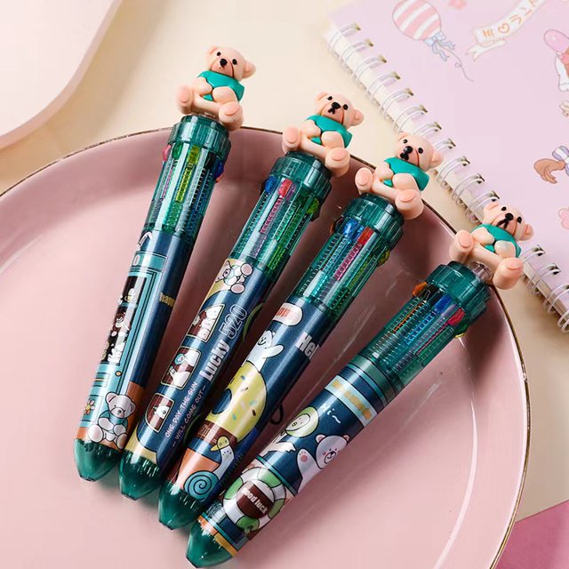 1 bolígrafo de dibujos animados bonitos para niños, 10 colores, bolígrafo para niña, niño, estudiante, bolígrafo de mano de Color, pincel para pintar