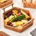 thumbnail image 6 of Usloyux Under $5 Woven Picnic Baskets,Plastic Imitation Rattan Basket,Hexagon Bread Baskets with Handles, Outdoor Serving Tray for Kitchen Storage Food, Vegetables, Coffee Table, 6 of 6