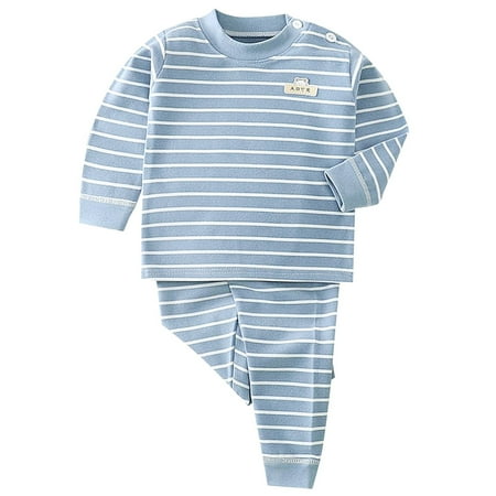 

Caqnni Toddler Boys Little Girls Outfit Sets Toddler Baby Boy Girl Fall Clothes Stripe Sweatshirt Pullover Tops + Pants Outfits Set Tracksuit Clothing (7-8 Years Z06-Blue)