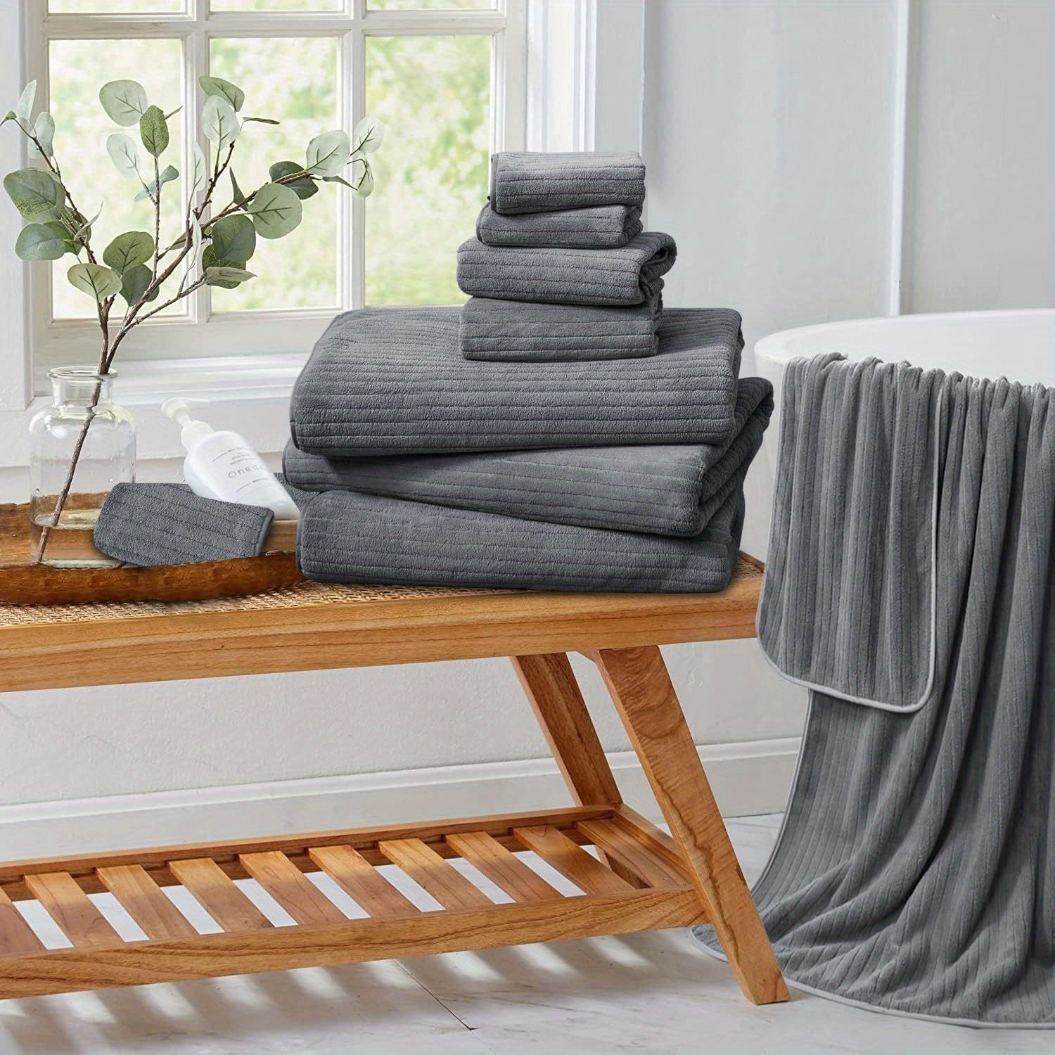 4PCS 35x70 Inches Extra Large Bath Towels, Cotton Bathroom Towels, Super Soft and Absorbent - Gray