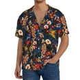 thumbnail image 3 of Vsdgher Vintage Floral Print Men's Wrinkle Free Untucked Cuban Shirt Business Casual Button Down Shirts Short Sleeve Shirt, 3 of 7