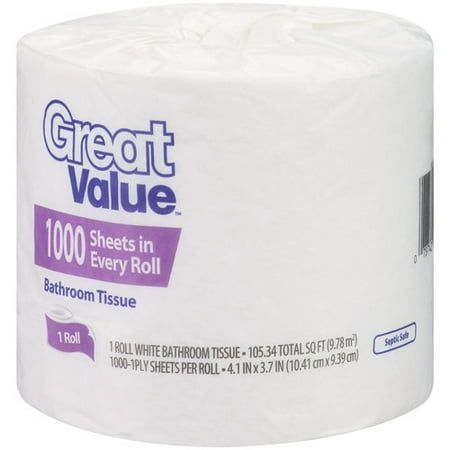 Great Value Bathroom Tissue, 1000 sheets
