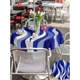 thumbnail image 4 of Outdoor Tablecloth with Umbrella Hole and Zipper, Blue Moire Round Table Cloth 54 Inch Waterproof Tablecloth, Classic Modern Abstract Art Elegant Picnic Table Cover for Patio Camping, 4 of 7