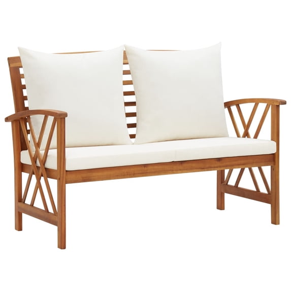 Garden Bench Charmma Outdoor Bench with Cushions 46.9" Solid Acacia Wood