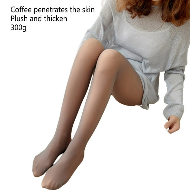 Women's Winter Thermal Sock Pants Polar Stockings High Waist Elastic Pantyhose  Skin Effect Fleece Lind Tights Warm Leggings Color: pure black full feet,  Size: 85g Thin (Spring)
