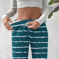 thumbnail image 4 of Winter Pants for Women Fleece Lined Thermal Wide Leg Sweatpants with Pockets Gradient Striped Pull-On Trousers (2XL, Navy|Striped), 4 of 7
