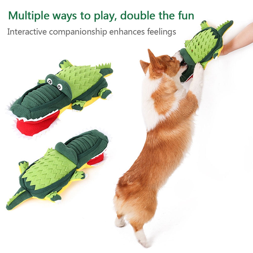 Dog Snuffle Mat Plush Toy Squeak Alligator for Dogs Interactive Stuffed Pet Chew Toy Reducing Boredom Preventing Obesity