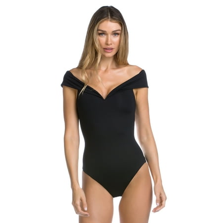 Becca Womens Swimsuit - Becca Women's Socialite Portrait Collar One Piece Swimsuit