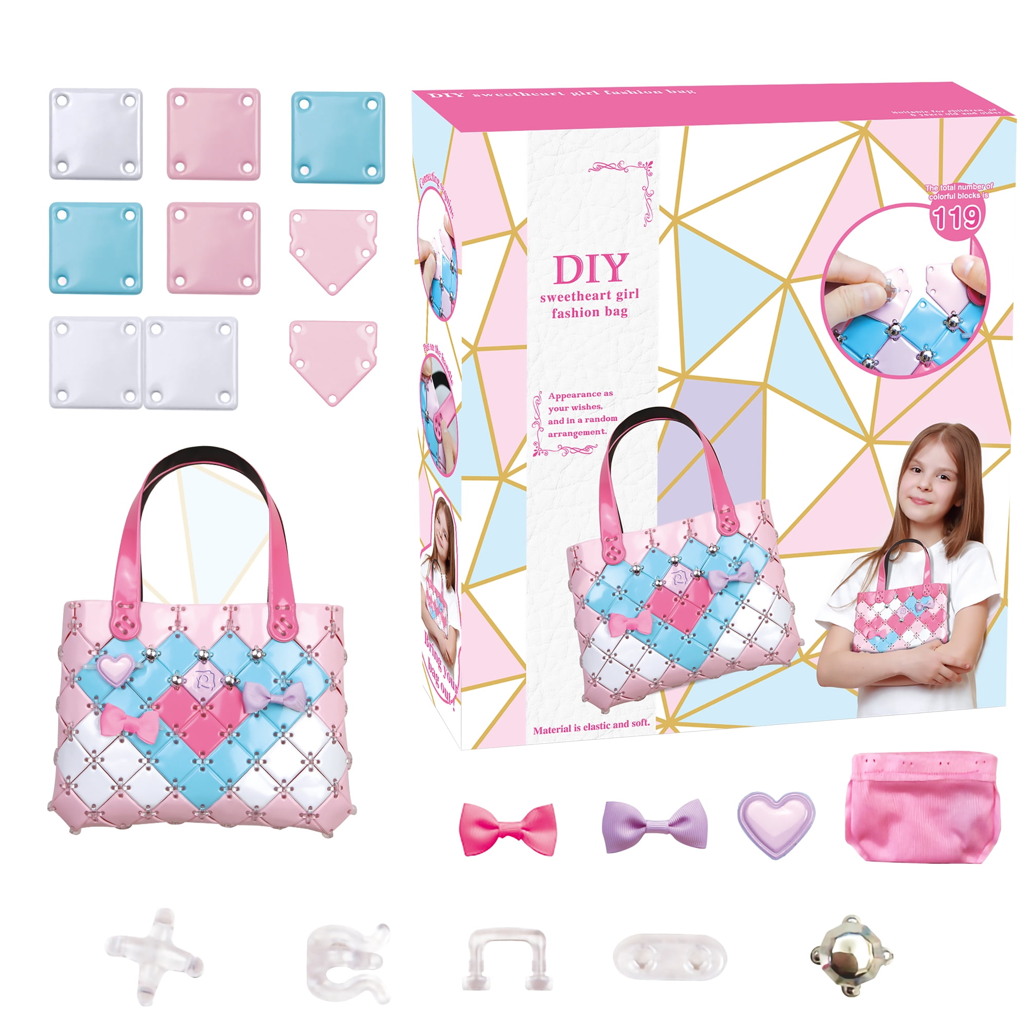 Buddy N Buddies Make Your Own DIY Fashion Bag for Girls Age 6 up Years Old Best Gift. DIY Bag Fun Arts & Craft Activity Kit for Kids (Tote)