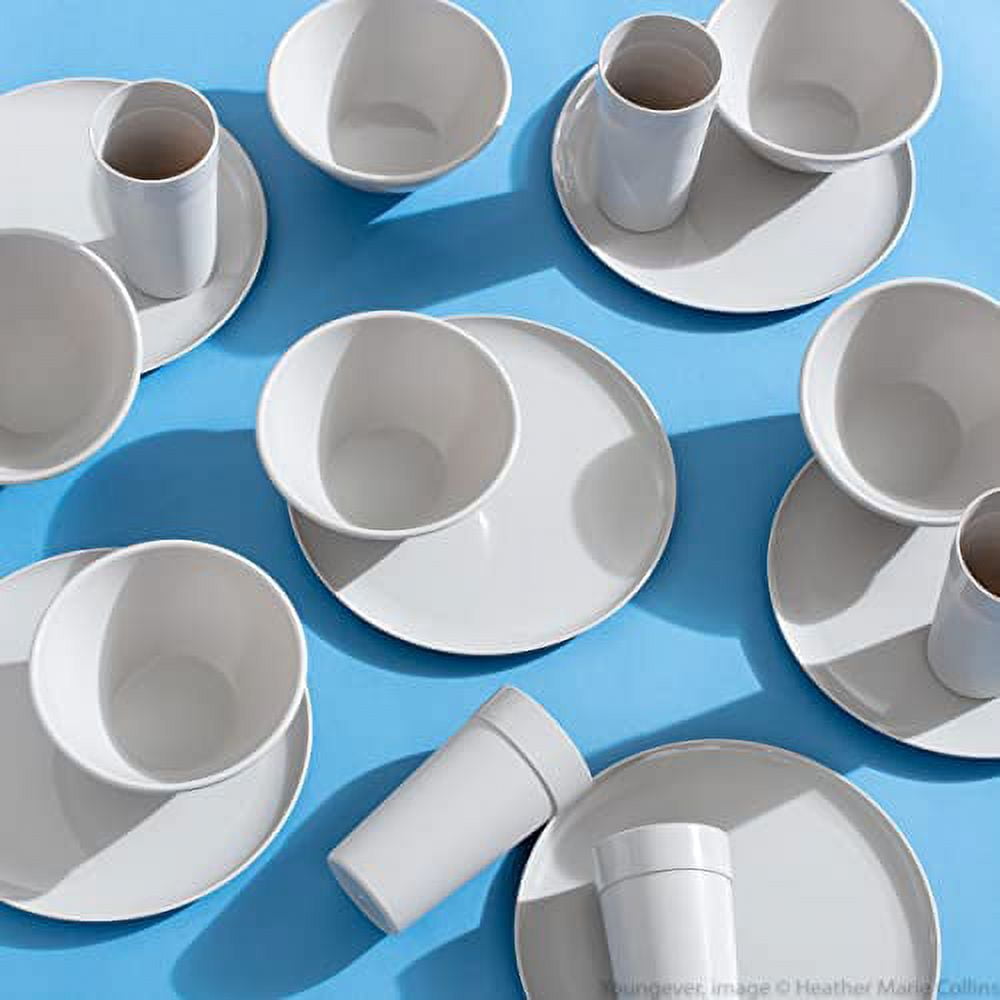 Youngever 18-Piece Plastic Kitchen Dinnerware Set, Plates, Dishes, Bowls, Cups,
