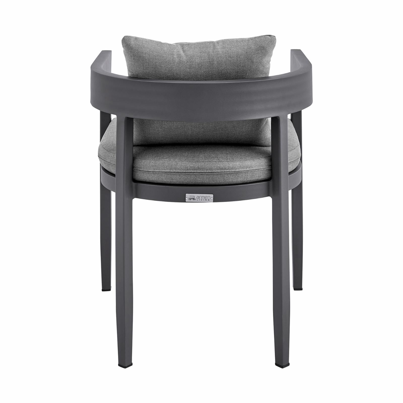 Armen Living Armen Living Argiope Fabric 19" Patio Dining Chairs in Black/Gray (Set of 2)