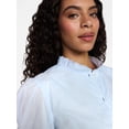 thumbnail image 4 of Time and Tru Women's Cotton Scalloped Edge Blouse with Short Sleeves, Sizes XS-XXXL, 4 of 5