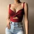 thumbnail image 2 of ibuvkizy Women Solid Sexy Appliques Sleeveless Pullover Vest Tank Crop Tops Shirts, 2 of 6