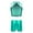 Blue Green, variant on Girls Shiny Metallic Dance Gym Workout Outfits Mock Neck Tank Top and High Waist Shorts Bottoms Set Blue Green 12