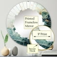 thumbnail image 3 of Designart "Teal Gold Minimalism Serenity In Flow" Minimalism Round Wall Mirror - Modern Oval Printed Decorative Oversized Mirror - Multiple Color Options, 3 of 4