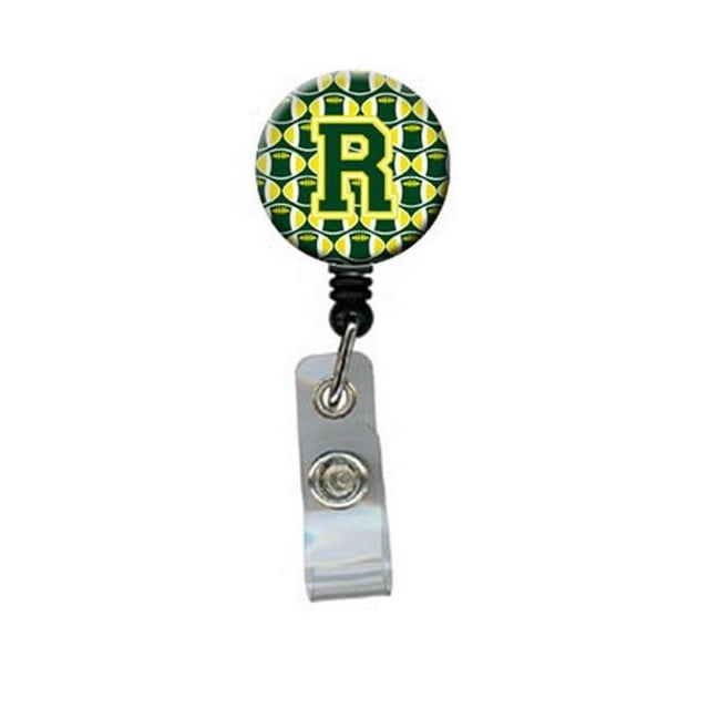 Carolines Treasures CJ1075-RBR Letter R Football Green & Yellow Retractable Badge Reel