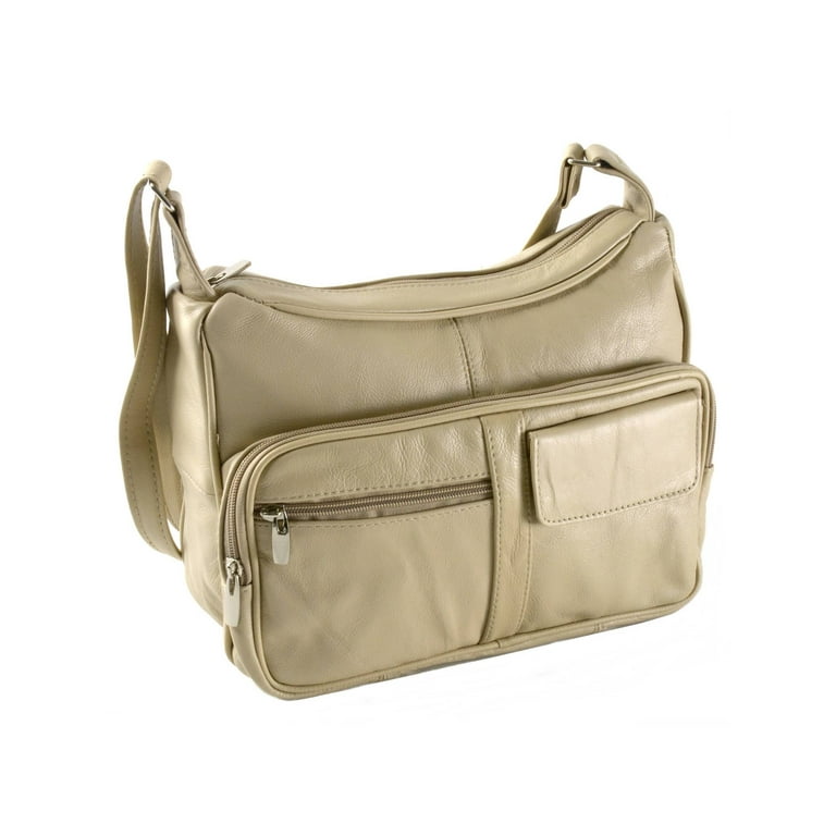 MULTI SAC Crossbody Shoulder Bag Beige Tan Purse Pull Out Compartment &  Pockets