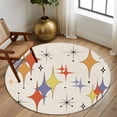 thumbnail image 2 of Round Rug 7Ft Washable Non-Slip, Purple Yellow Diamond Circle Area Rugs for Living Room Bedroom, Modern Geometric Middle Century Beige Indoor Floor Mats Carpet Runner for Home Decor Aesthetic, 2 of 8
