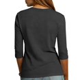 thumbnail image 7 of Gsakboxl Tops for Women Women Solid Color Henley Button Collar 3/4 Sleeve Casual Blouse Top Tee Dark Gray L, 7 of 7