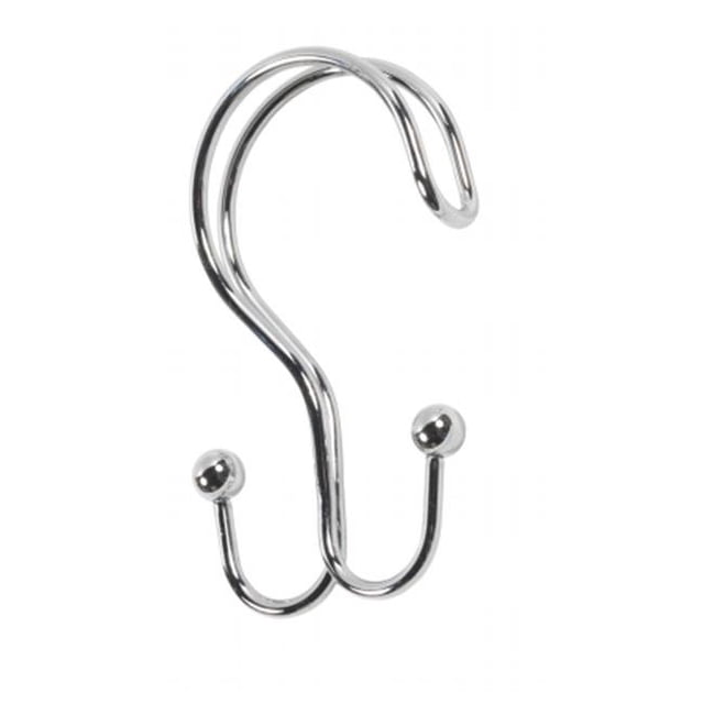 Carnation Home Fashions SLM-DO-03 Double Type Chrome Heavy Weight Metal Shower Curtain Hooks- Set Of 12