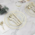 thumbnail image 5 of 150PCS Plastic Dinnerware Set (25 Guests), Clear Gold Disposable Plates for Party, Wedding, Anniversary, Includes: Dinner Plates, Dessert Plates, Cups, Spoons, Forks and Knives, 5 of 12