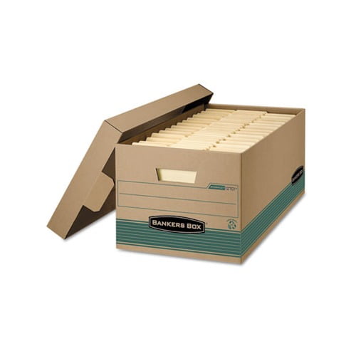 STOR/FILE Medium-Duty Storage Boxes Letter Files, 12.88" x 25.38" x 10.25", Kraft/Green, 12/Carton